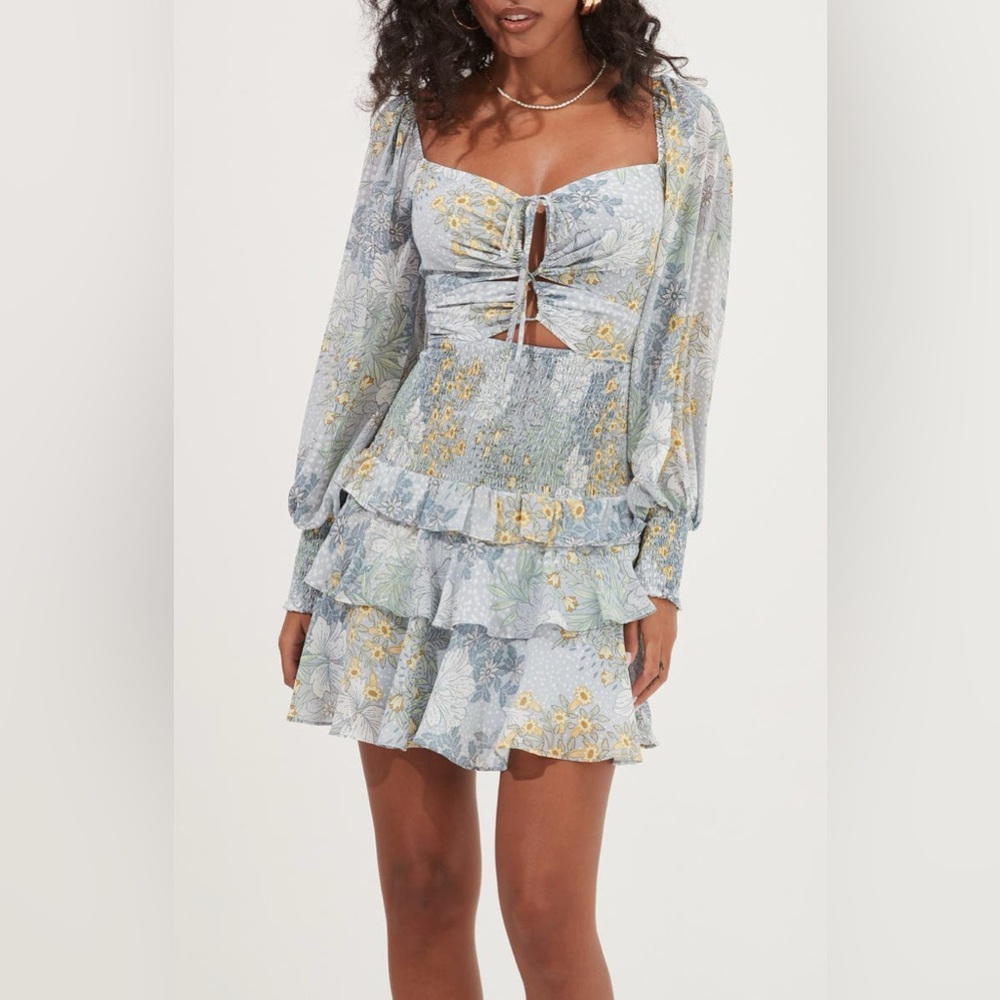 ASTR the Label Marietta Floral Print Smocked Tiered Ruffle Mini Dress - Picture 6 of 7